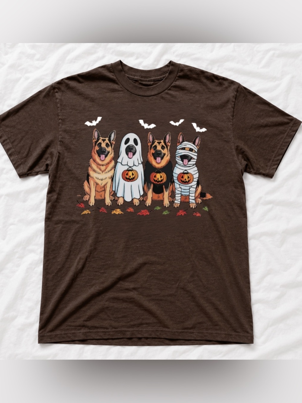 Halloween German Shepherds Costume Tee - Dark Brown Vintage Style For Unisex
